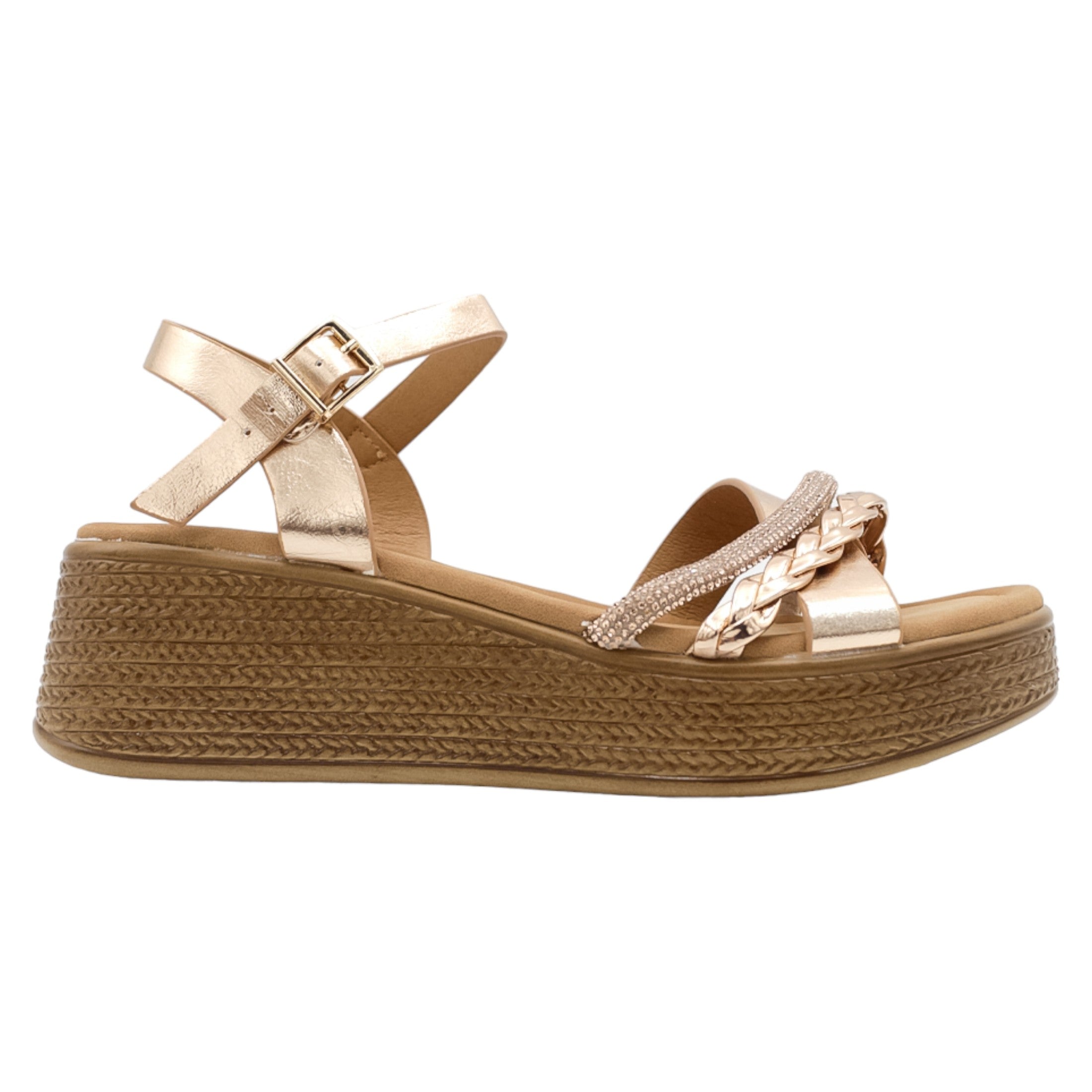 Foto 2 | Sandalias Con Plataforma Exterior Piel Vegana Color Café Para Mujer De Rbcollection