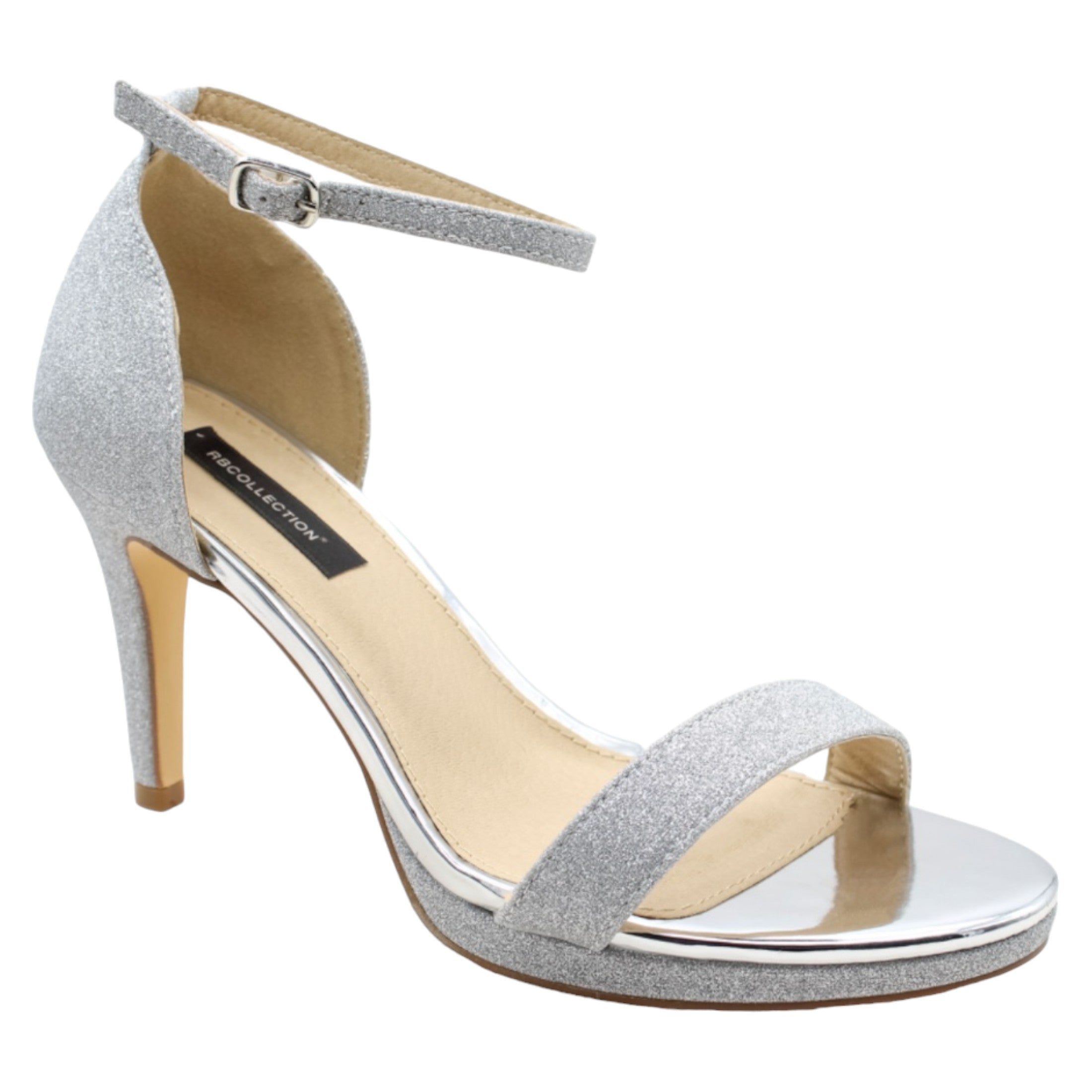Foto 1 | Sandalia Con Tacón Exterior Piel Vegana Color Plata Para Mujer De Rbcollection