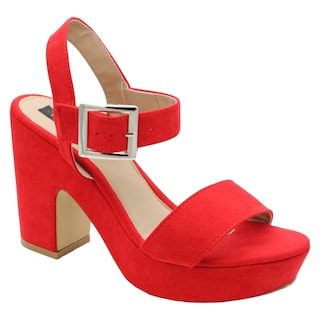 Foto 1 | Sandalia Con Tacón Exterior Gamuza Sintética Color Rojo Para Mujer De Rbcollection