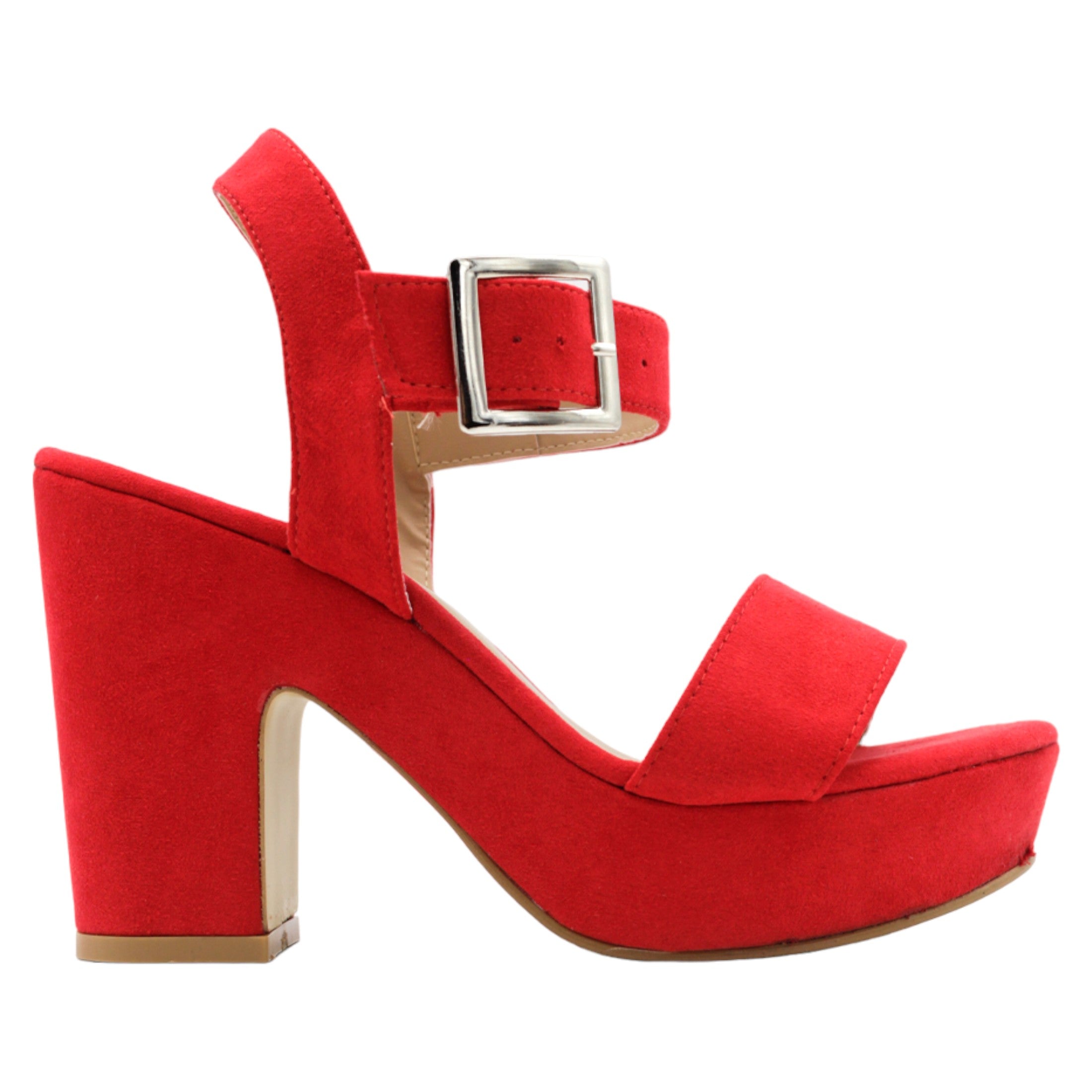 Foto 3 pulgar | Sandalia Con Tacón Exterior Gamuza Sintética Color Rojo Para Mujer De Rbcollection
