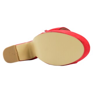 Foto 3 | Sandalia Con Tacón Exterior Gamuza Sintética Color Rojo Para Mujer De Rbcollection