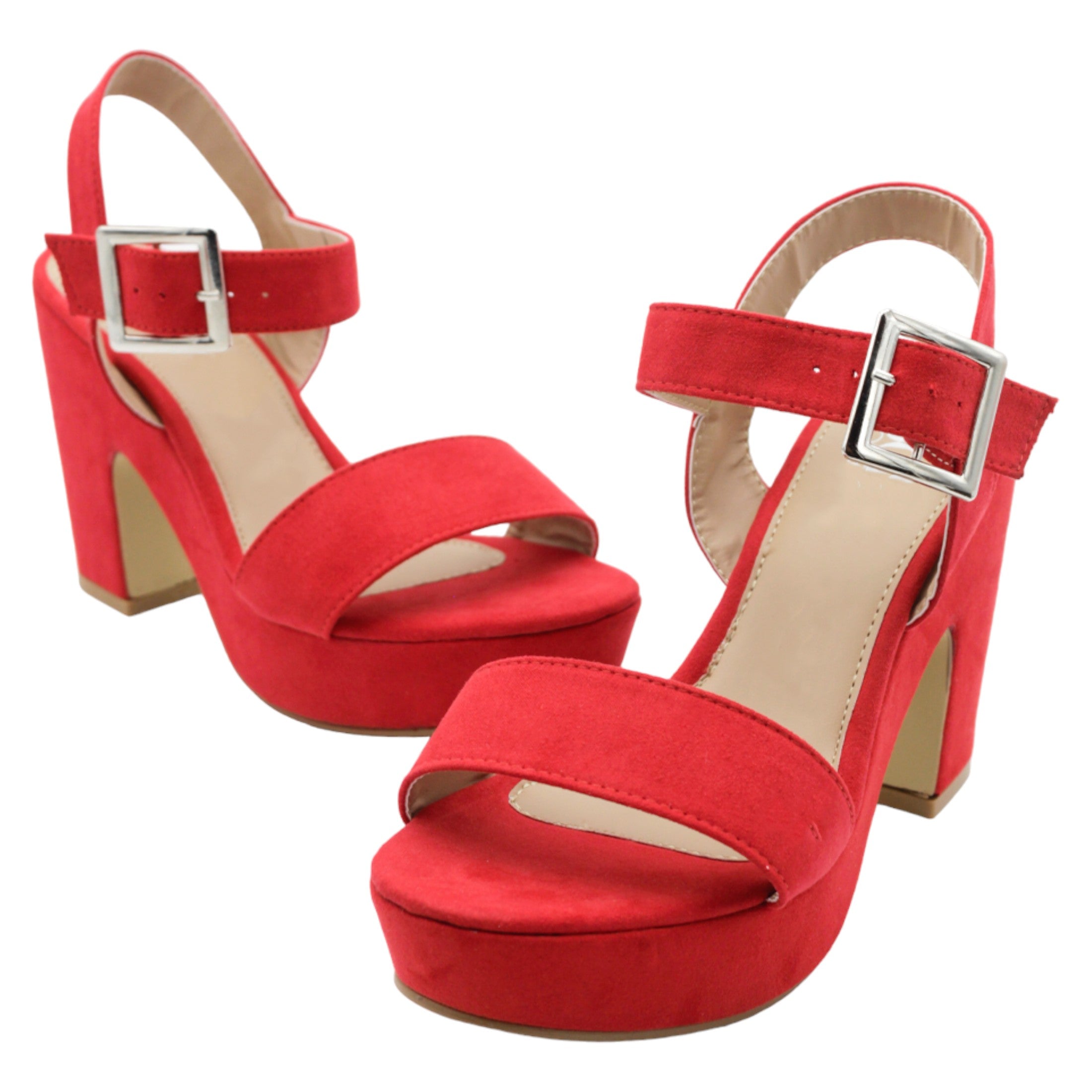 Foto 5 pulgar | Sandalia Con Tacón Exterior Gamuza Sintética Color Rojo Para Mujer De Rbcollection