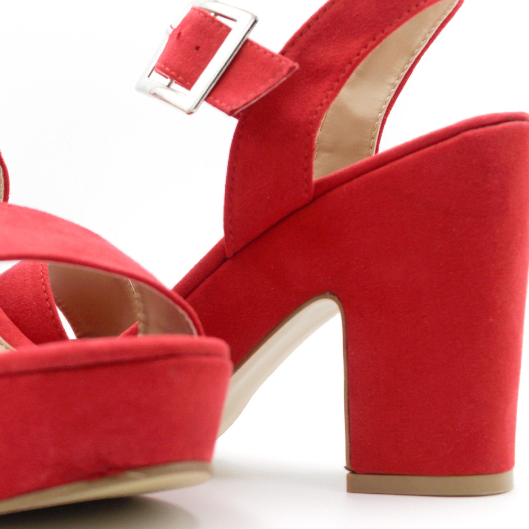 Foto 6 pulgar | Sandalia Con Tacón Exterior Gamuza Sintética Color Rojo Para Mujer De Rbcollection