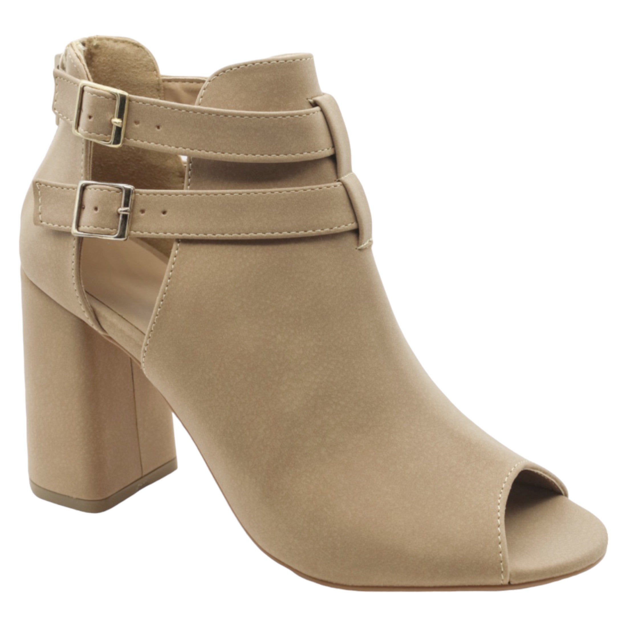 Sandalia Con Tacón Exterior Gamuza Color Café Para Mujer De Rbcollection