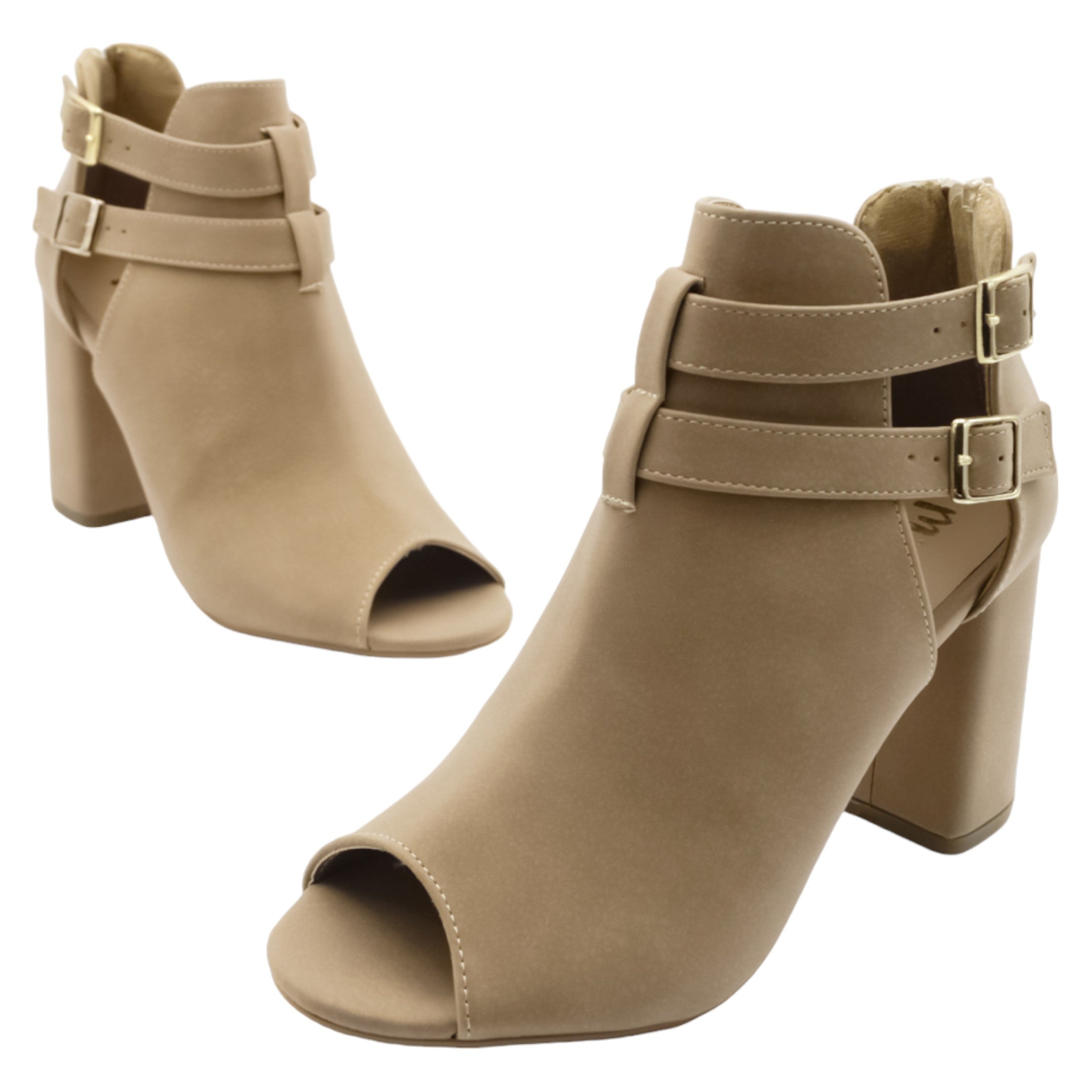 Foto 4 | Sandalia Con Tacón Exterior Gamuza Color Café Para Mujer De Rbcollection