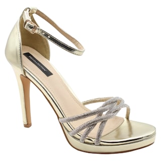 Foto 1 | Sandalia Con Tacón Exterior Sintético Color Oro Para Mujer De Rbcollection