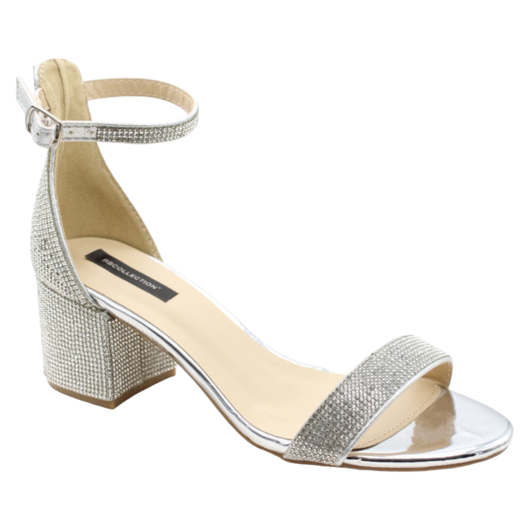 Foto 1 | Sandalia Con Tacón Exterior Sintético Color Plata Para Mujer De Rbcollection