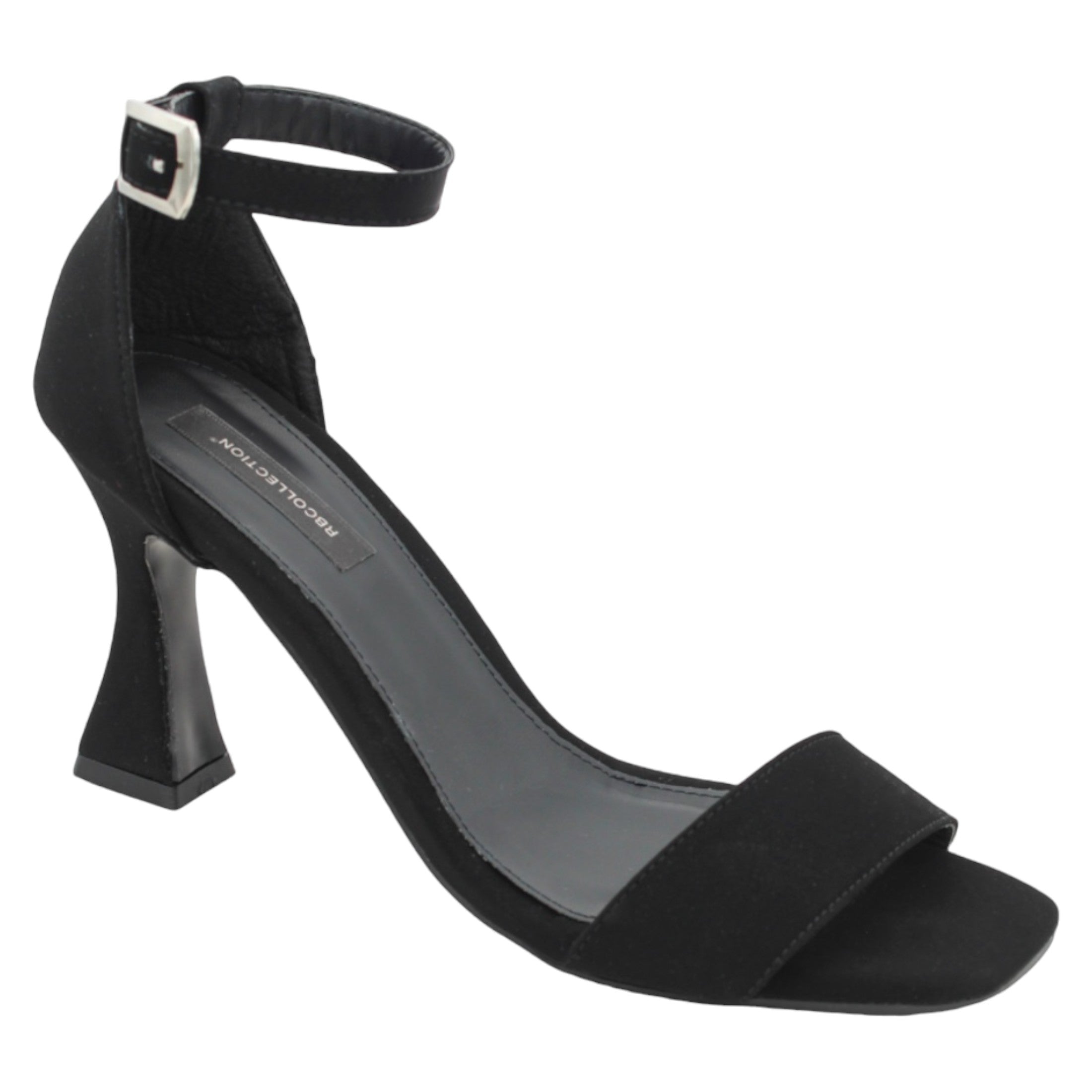 Sandalia Con Tacón Exterior Gamuza Sintética Color Negro Para Mujer De Rbcollection