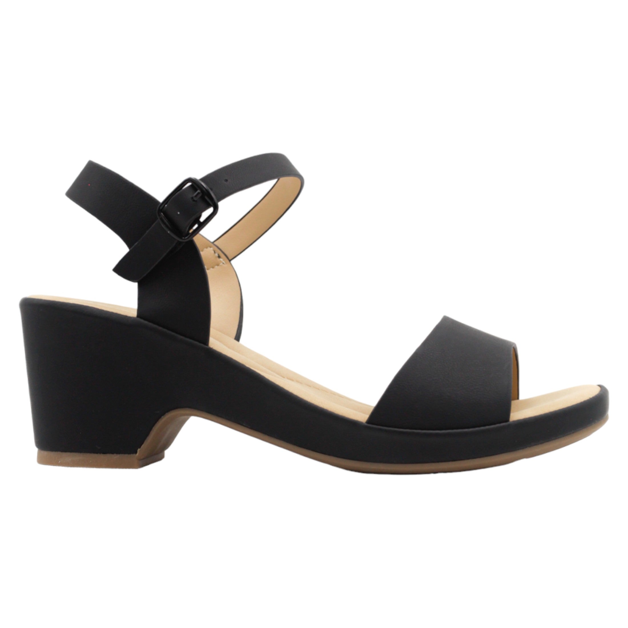 Foto 3 pulgar | Sandalia Con Tacón Exterior Piel Vegana Color Negro Para Mujer De Rbcollection