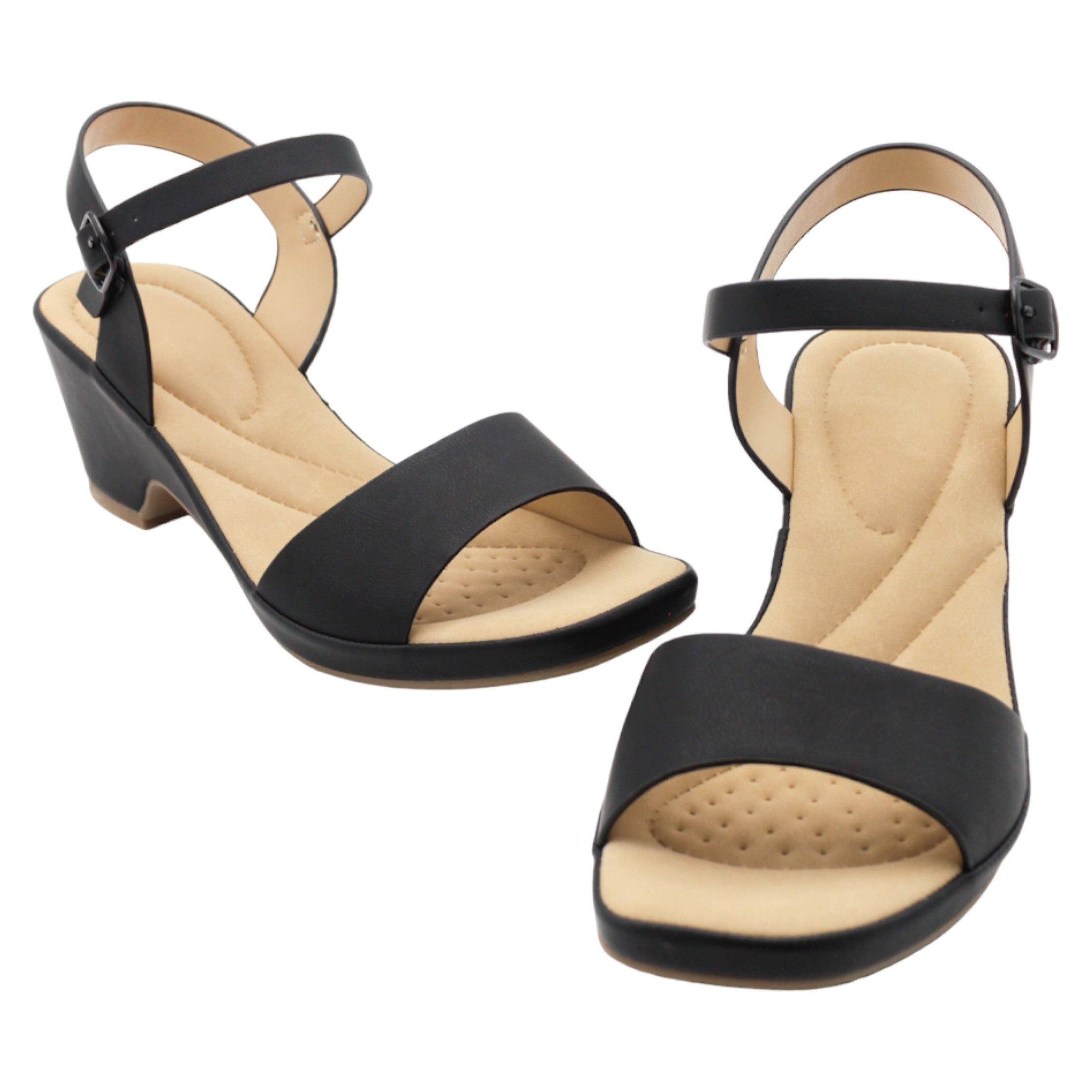 Foto 4 | Sandalia Con Tacón Exterior Piel Vegana Color Negro Para Mujer De Rbcollection
