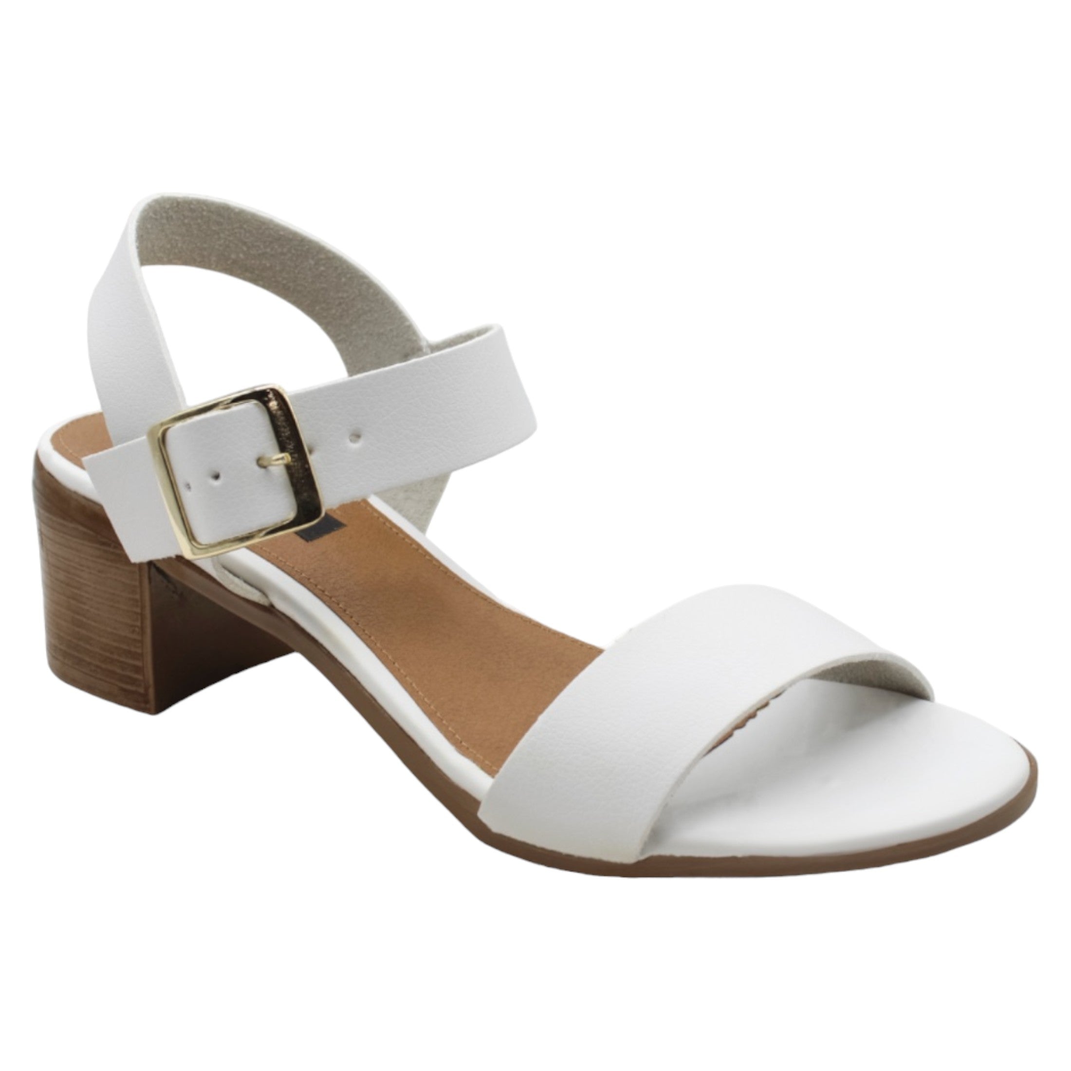 Sandalia Con Tacón Exterior Piel Vegana Color Blanco Para Mujer De Rbcollection