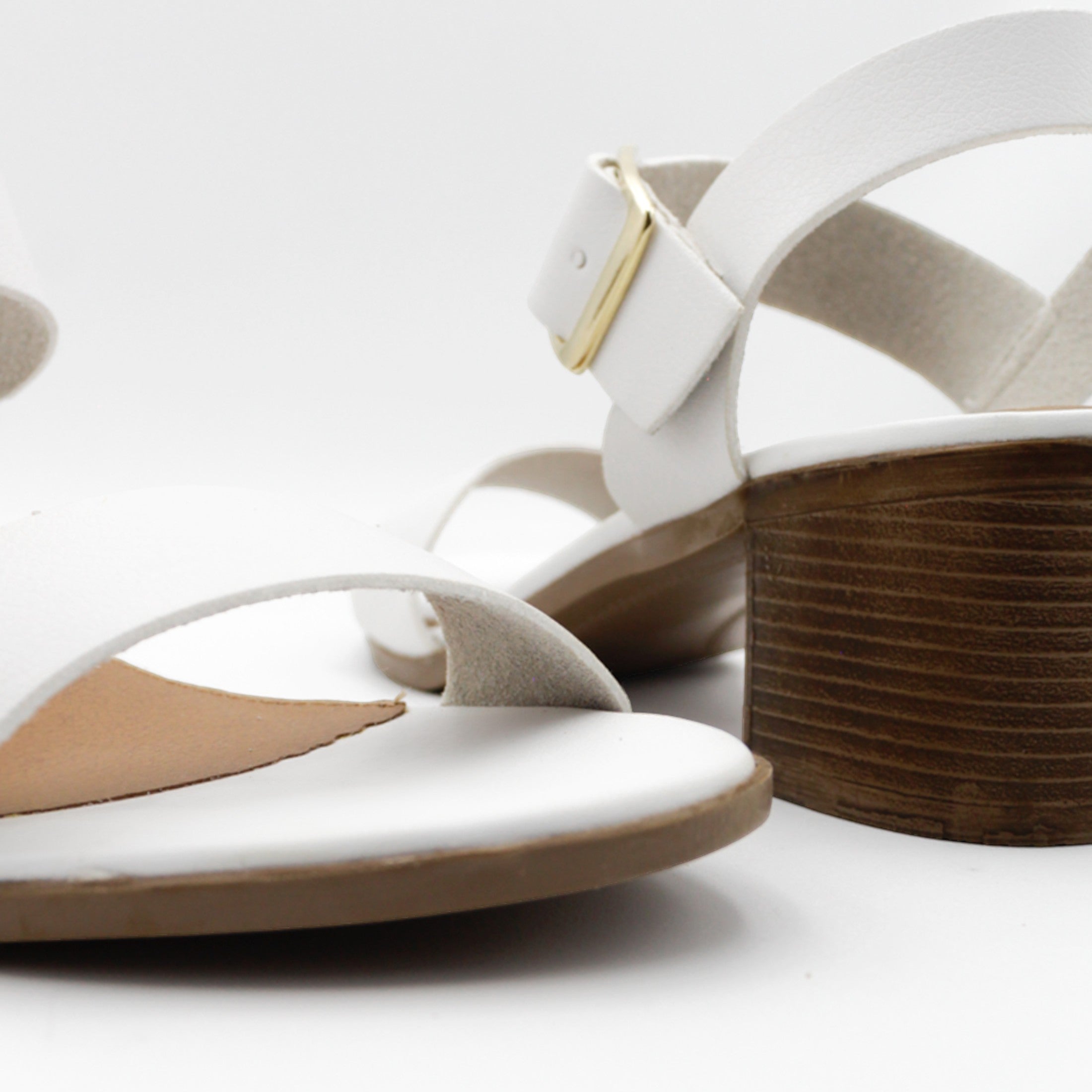 Foto 5 | Sandalia Con Tacón Exterior Piel Vegana Color Blanco Para Mujer De Rbcollection