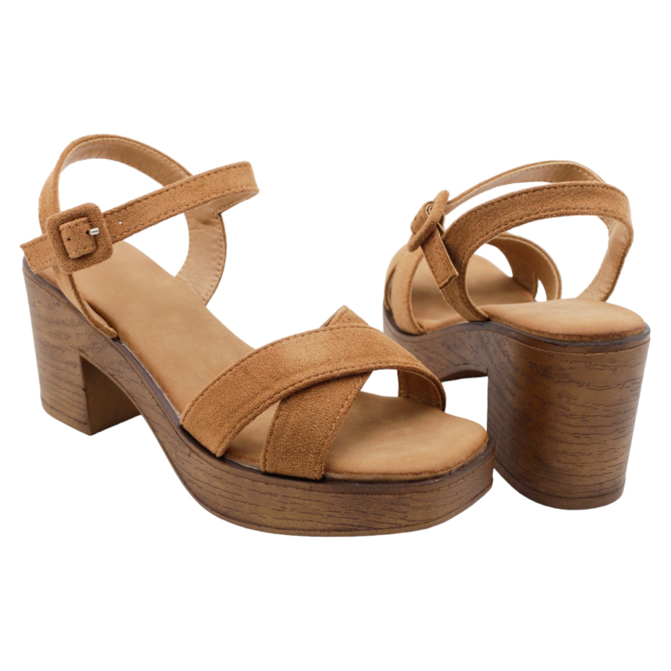Foto 5 pulgar | Sandalia Con Tacón Exterior Gamuza Color Café Para Mujer De Rbcollection