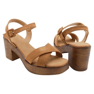 Foto 4 | Sandalia Con Tacón Exterior Gamuza Color Café Para Mujer De Rbcollection