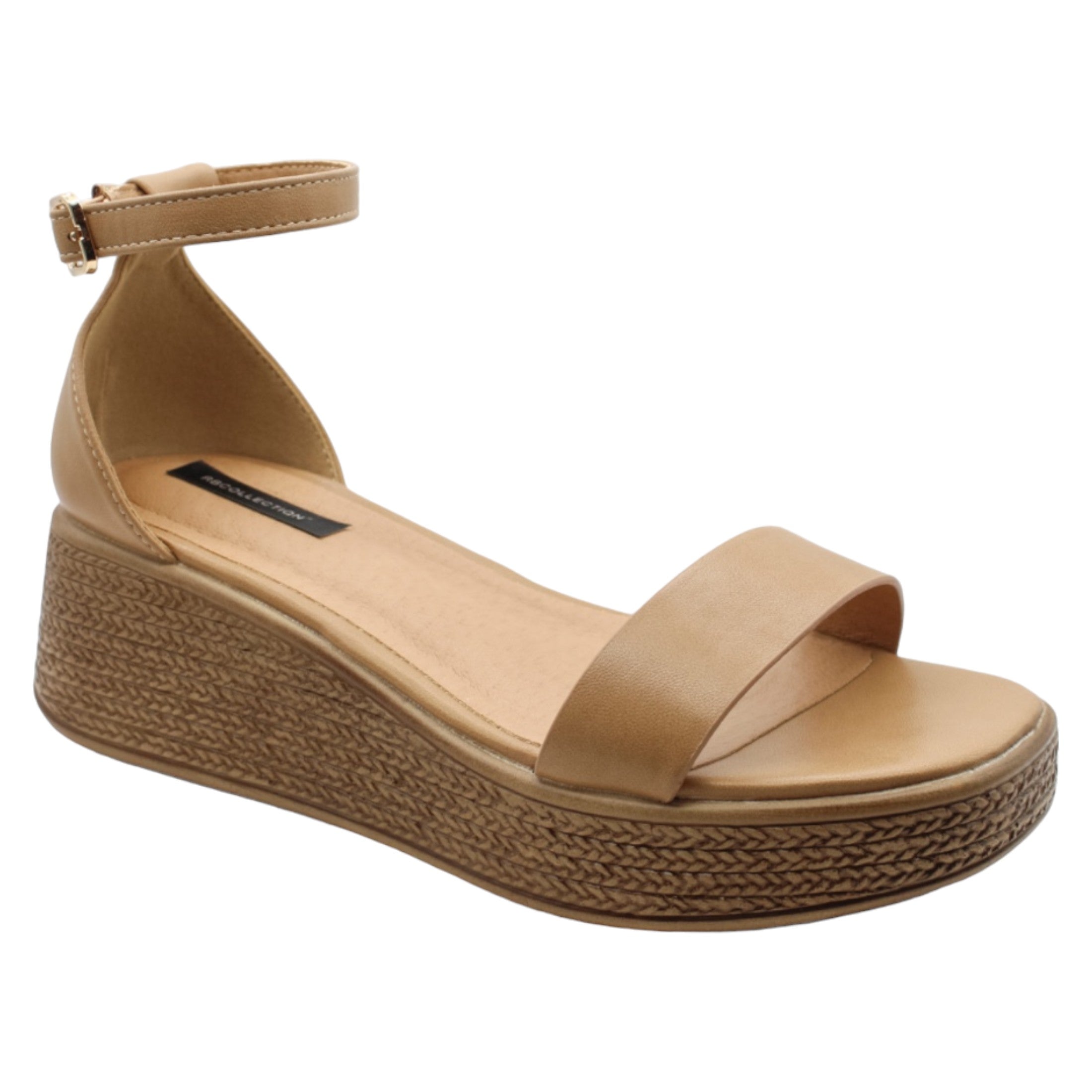Foto 2 pulgar | Sandalias Con Plataforma Exterior Piel Vegana Color Beige Para Mujer De Rbcollection