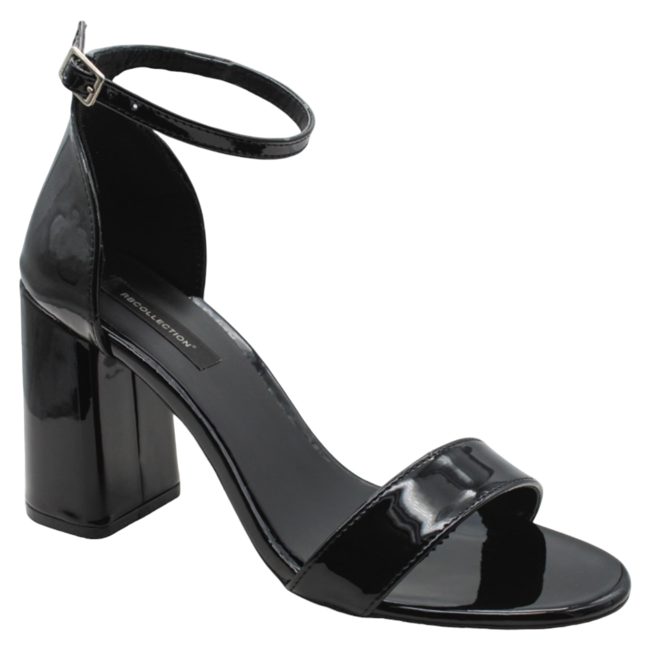 Sandalia Con Tacón Exterior Charol Color Negro Para Mujer De Rbcollection
