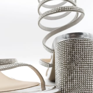 Foto 5 | Sandalia Con Tacón Exterior Piel Vegana Color Plata Para Mujer De Rbcollection