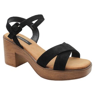 Foto 1 | Sandalia Con Tacón Exterior Gamuza Color Negro Para Mujer De Rbcollection