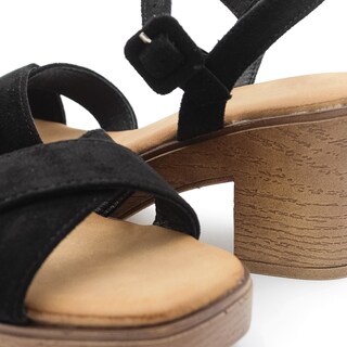 Foto 4 | Sandalia Con Tacón Exterior Gamuza Color Negro Para Mujer De Rbcollection