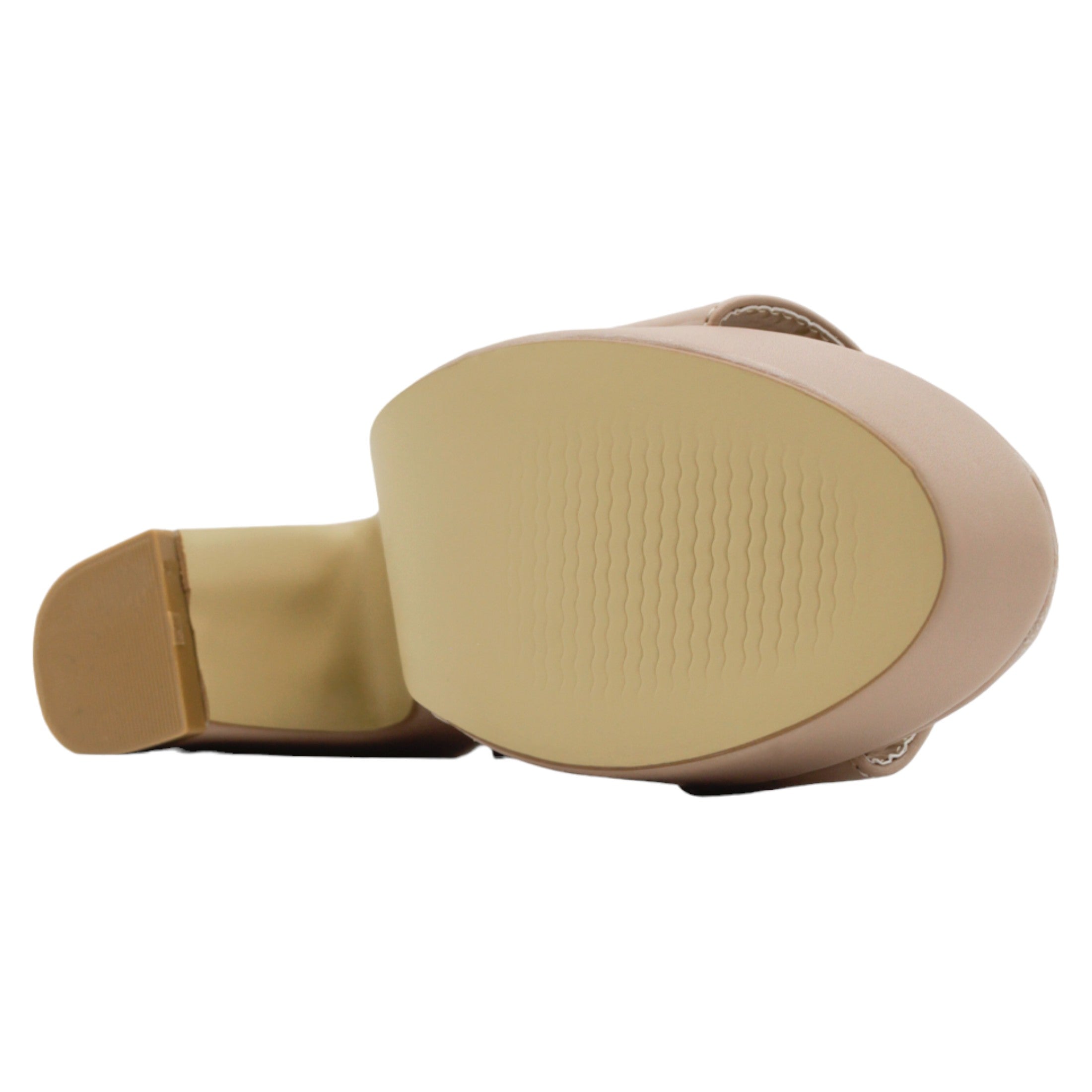 Foto 4 pulgar | Sandalia Con Tacón Exterior Piel Vegana Color Beige Para Mujer De Rbcollection