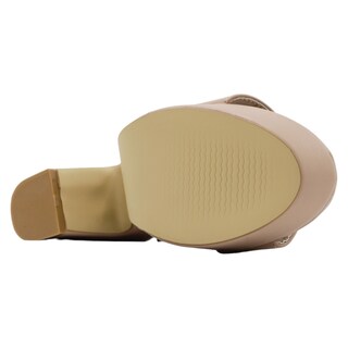 Foto 3 | Sandalia Con Tacón Exterior Piel Vegana Color Beige Para Mujer De Rbcollection