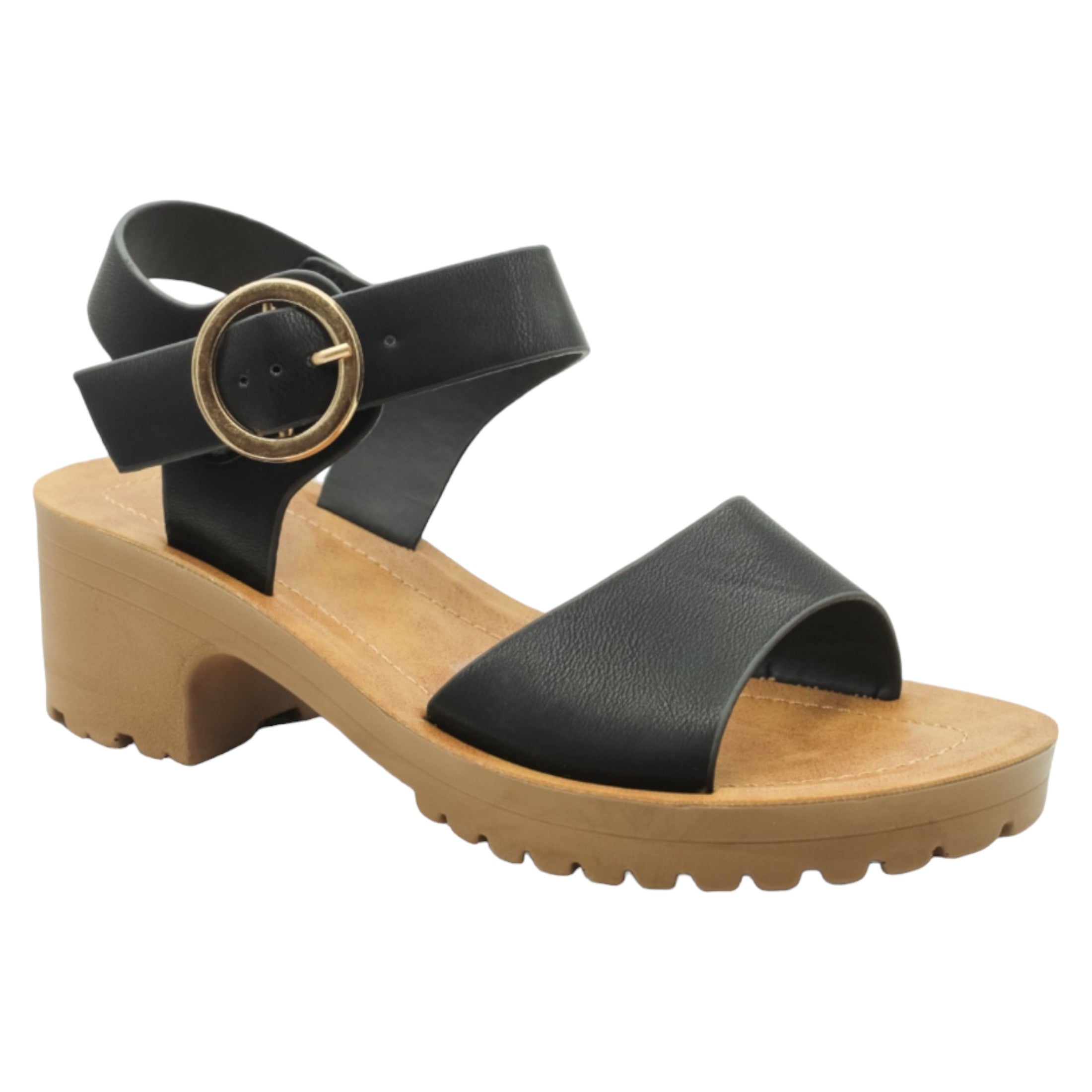Foto 2 pulgar | Sandalia Con Tacón Exterior Piel Vegana Color Negro Para Mujer De Rbcollection