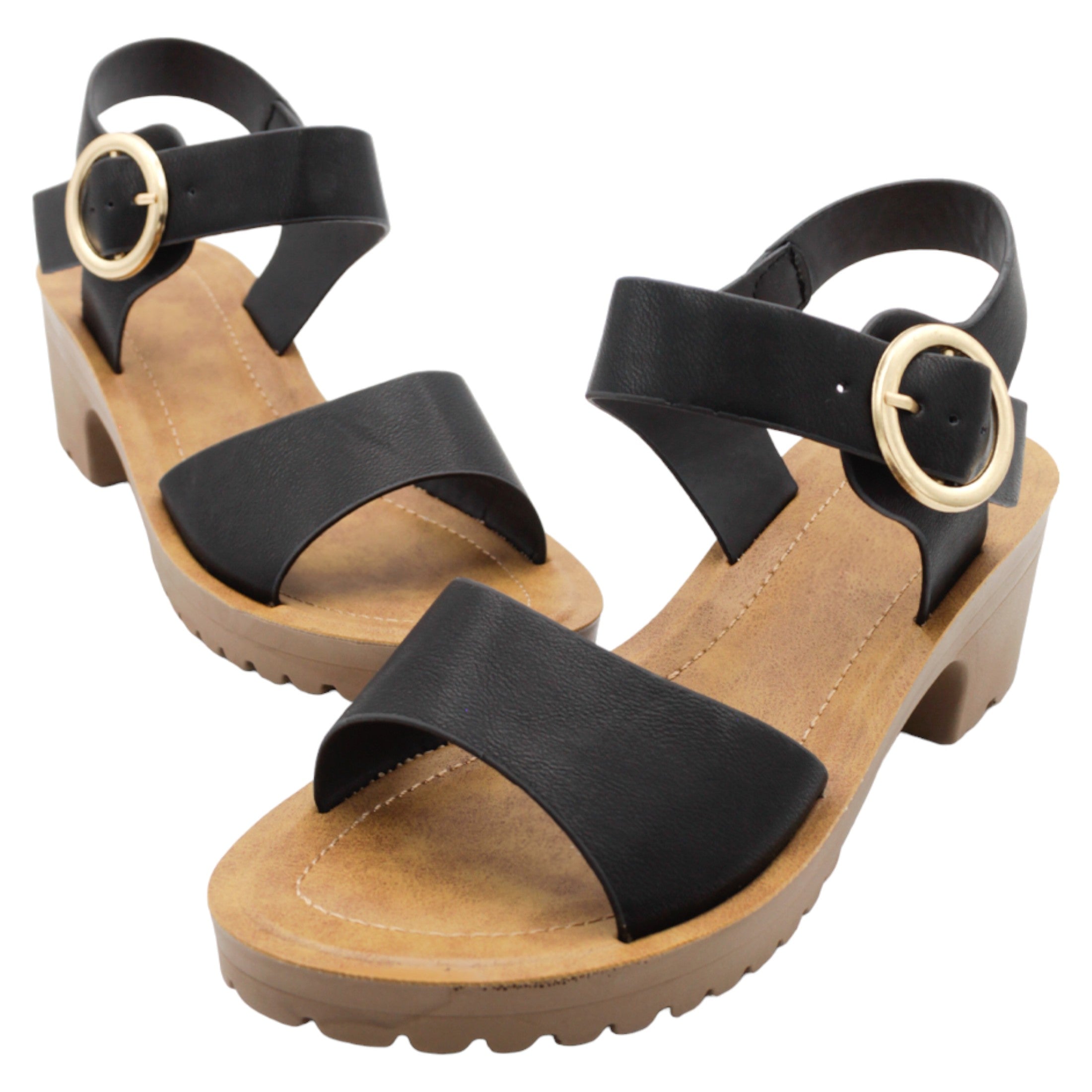 Foto 5 pulgar | Sandalia Con Tacón Exterior Piel Vegana Color Negro Para Mujer De Rbcollection