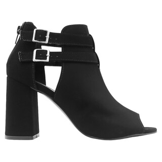 Foto 2 | Sandalia Con Tacón Exterior Gamuza Color Negro Para Mujer De Rbcollection