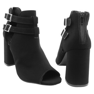Foto 4 | Sandalia Con Tacón Exterior Gamuza Color Negro Para Mujer De Rbcollection