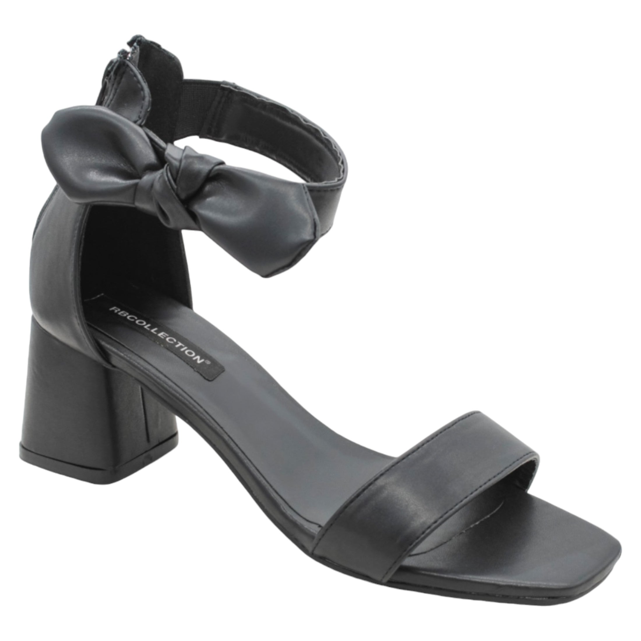 Foto 2 pulgar | Sandalia Con Tacón Exterior Piel Vegana Color Negro Para Mujer De Rbcollection