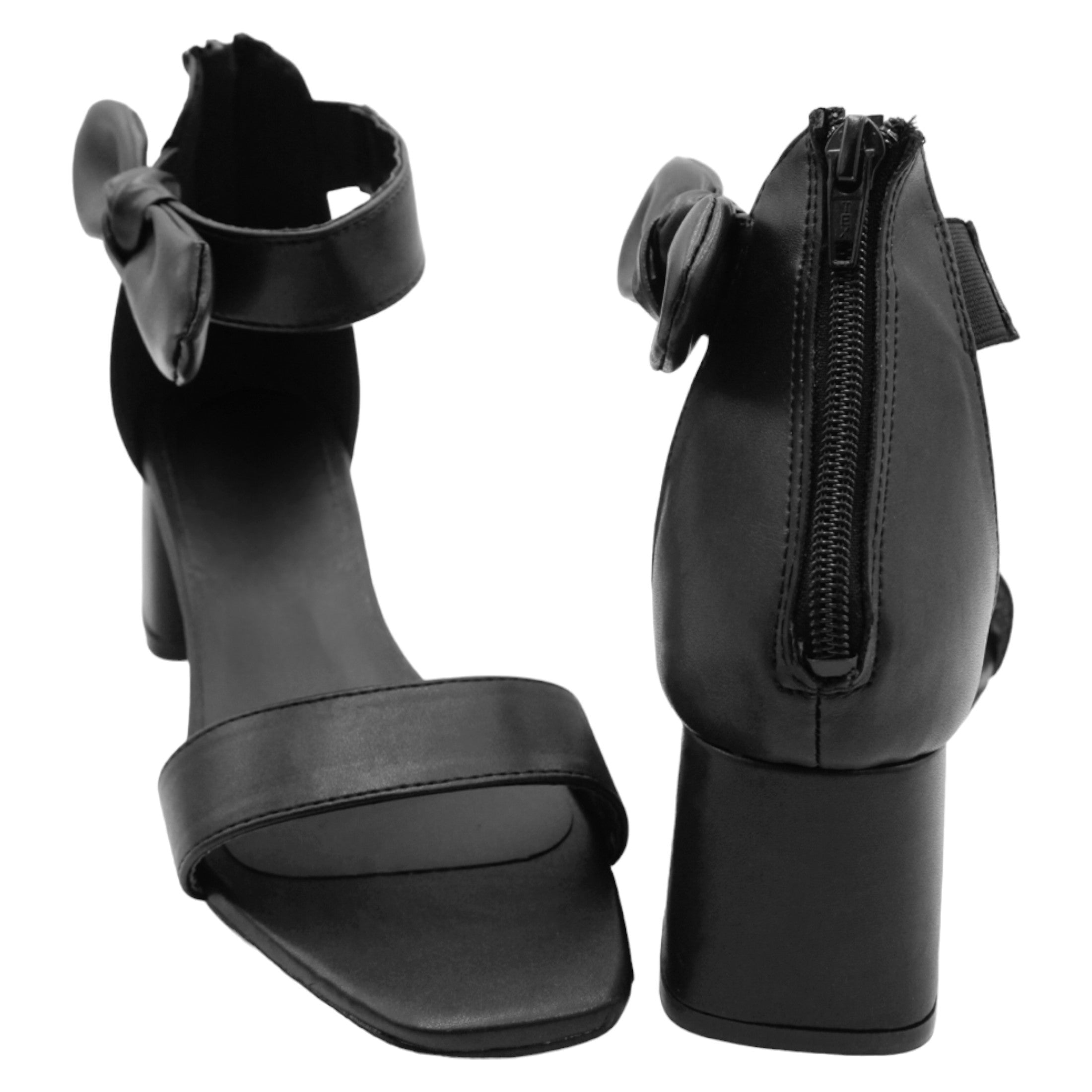 Foto 5 pulgar | Sandalia Con Tacón Exterior Piel Vegana Color Negro Para Mujer De Rbcollection