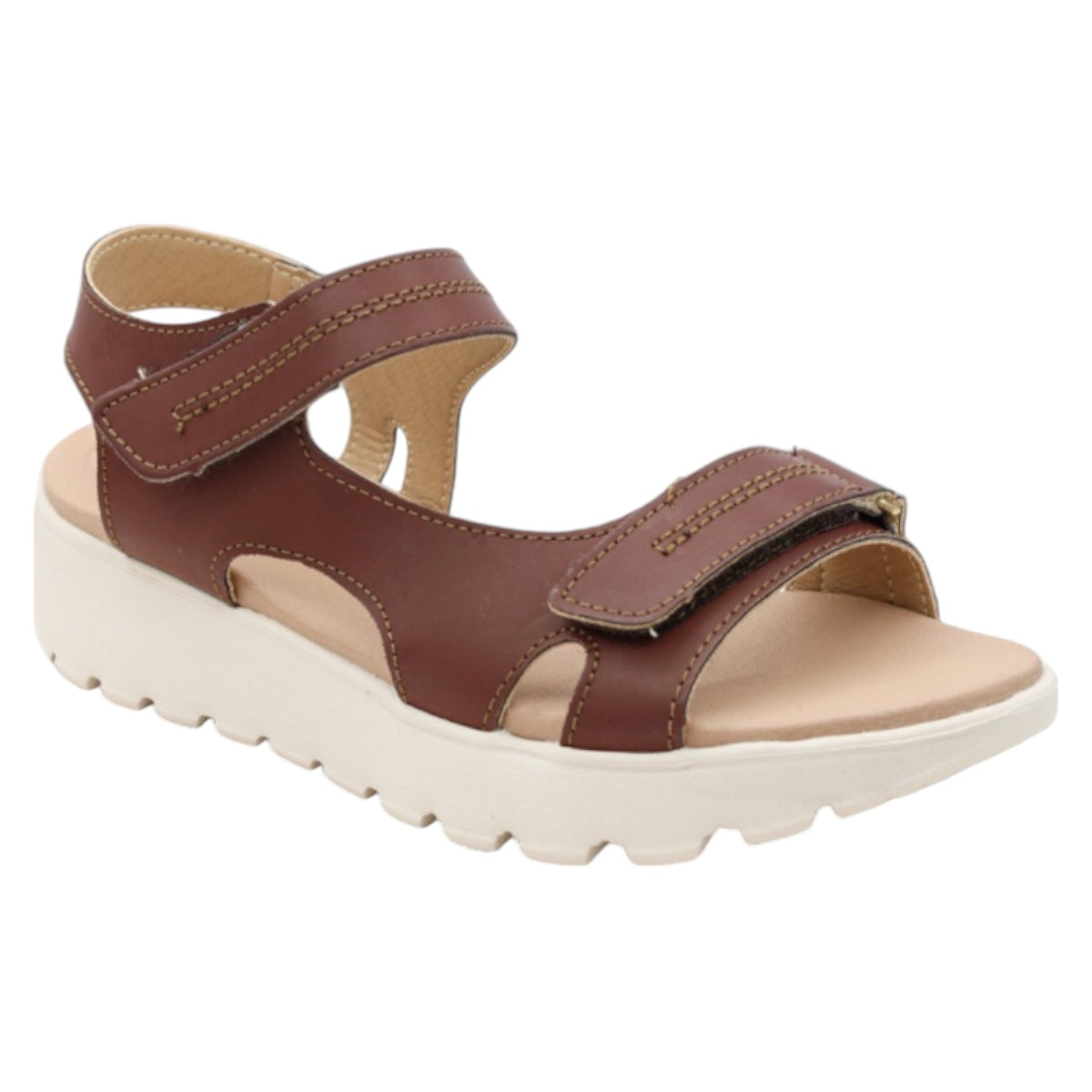 Foto 2 pulgar | Sandalias con Plataforma Rbcollection Exterior Piel Vegana Café para Mujer