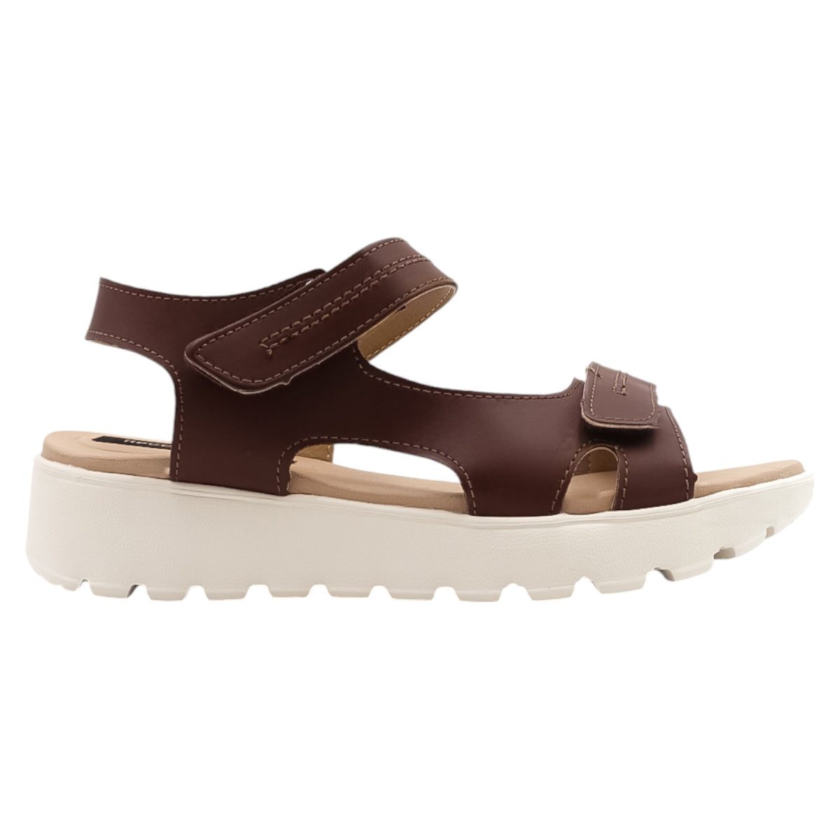 Foto 3 pulgar | Sandalias con Plataforma Rbcollection Exterior Piel Vegana Café para Mujer