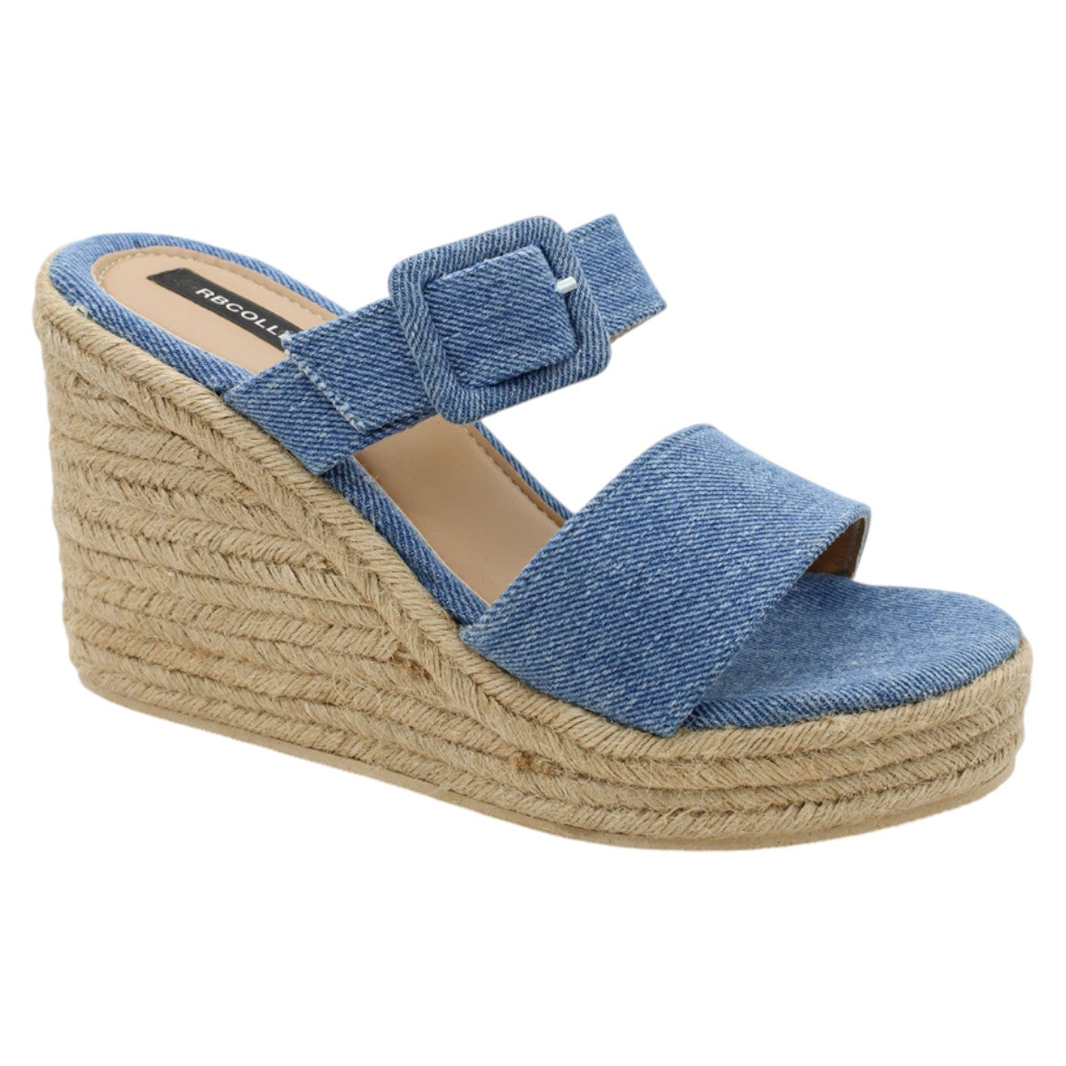 Foto 2 pulgar | Sandalias Rbcollection con Plataforma Exterior Textil Azul para Mujer