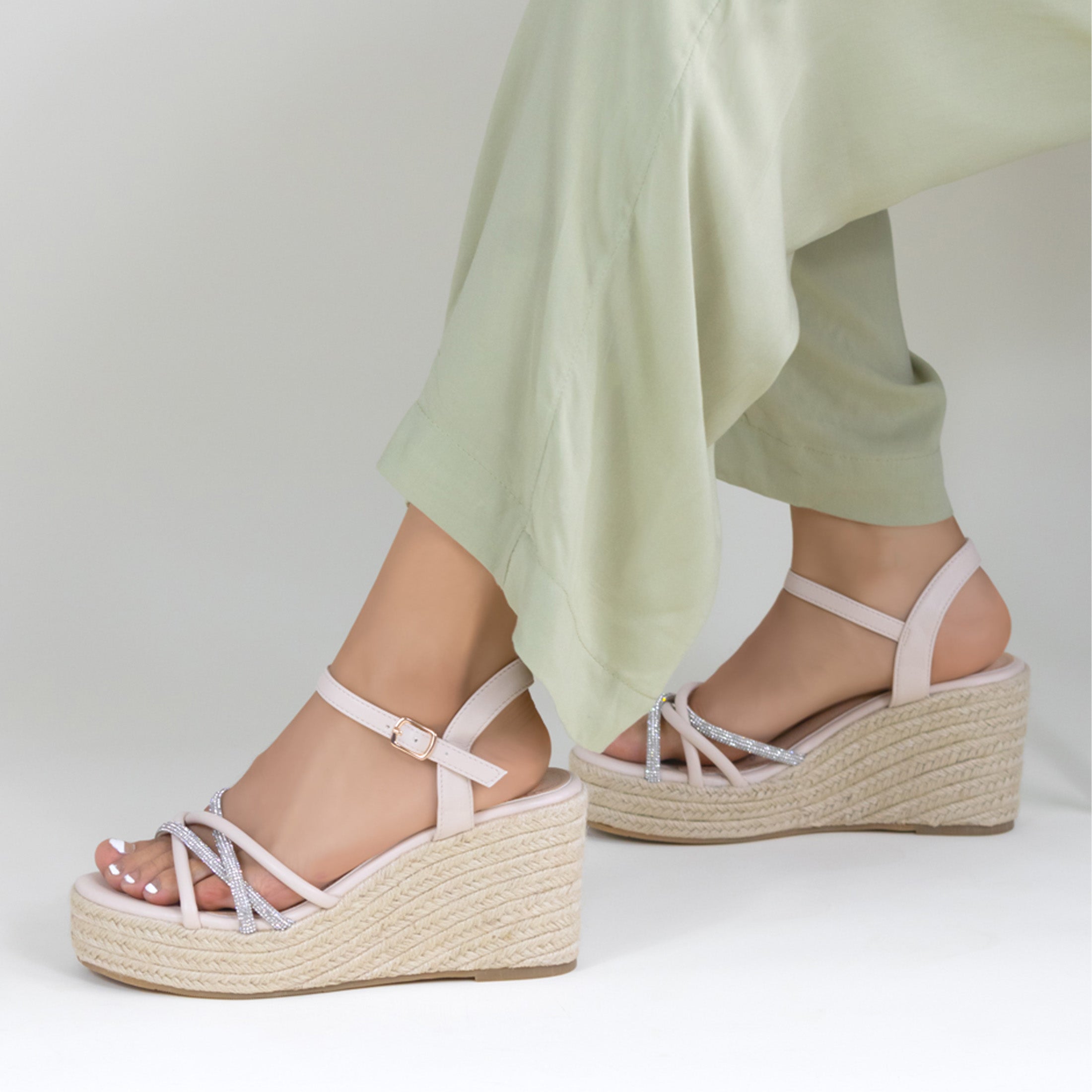 Foto 2 | Sandalias Rbcollection con Plataforma Exterior Sintético Beige para Mujer