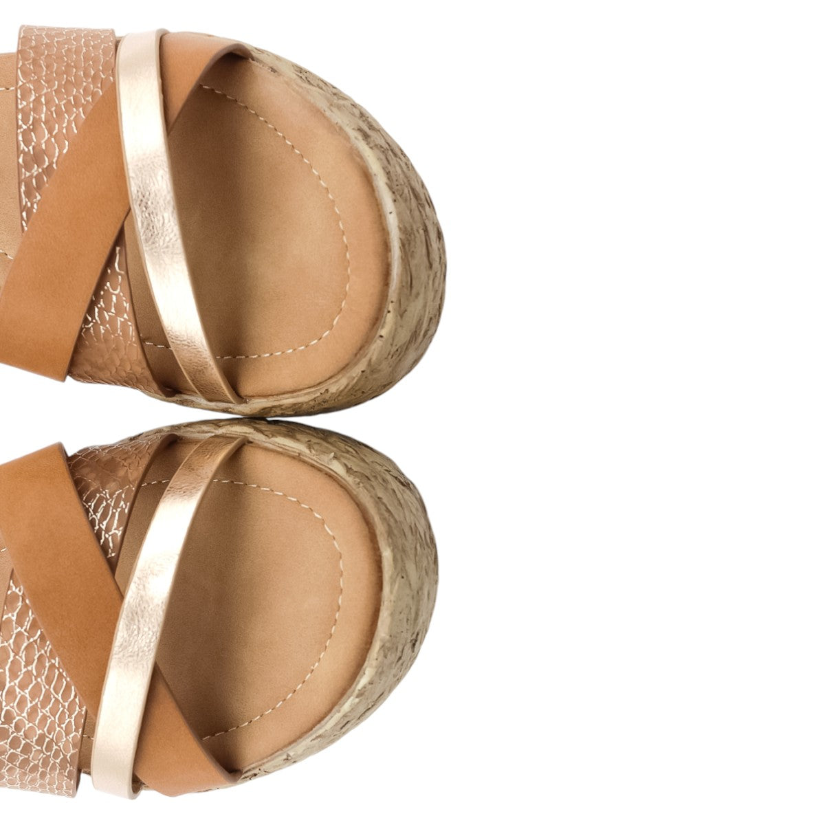 Foto 6 pulgar | Sandalias Rbcollection con Plataforma Exterior Piel Vegana Café para Mujer