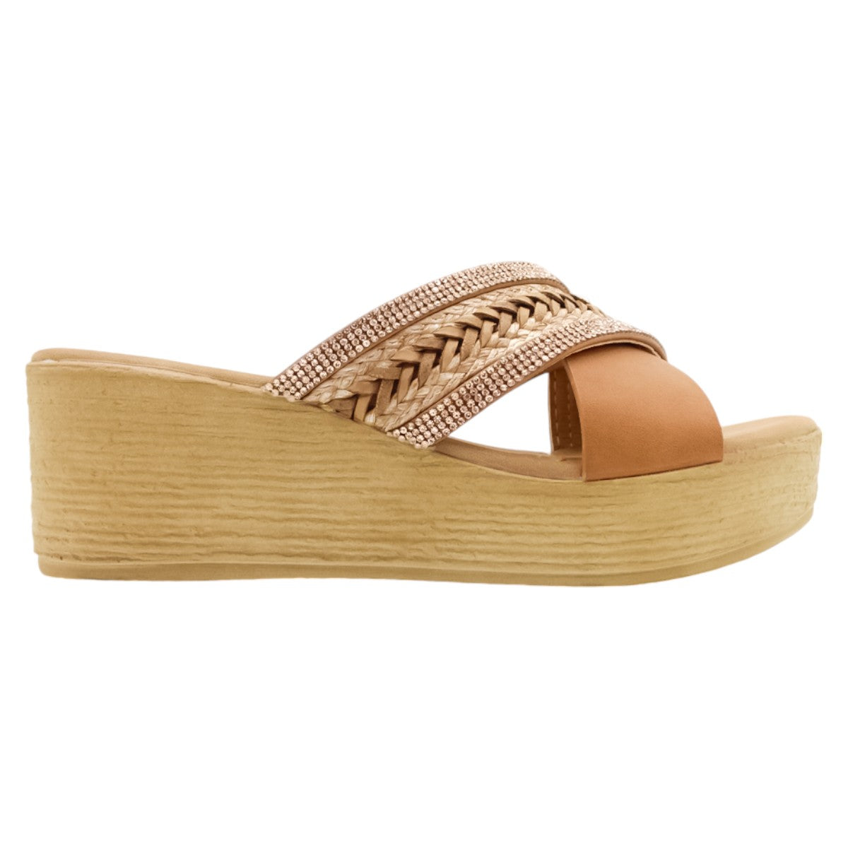 Foto 4 pulgar | Sandalias Rbcollection con Plataforma Exterior Piel Vegana Café para Mujer