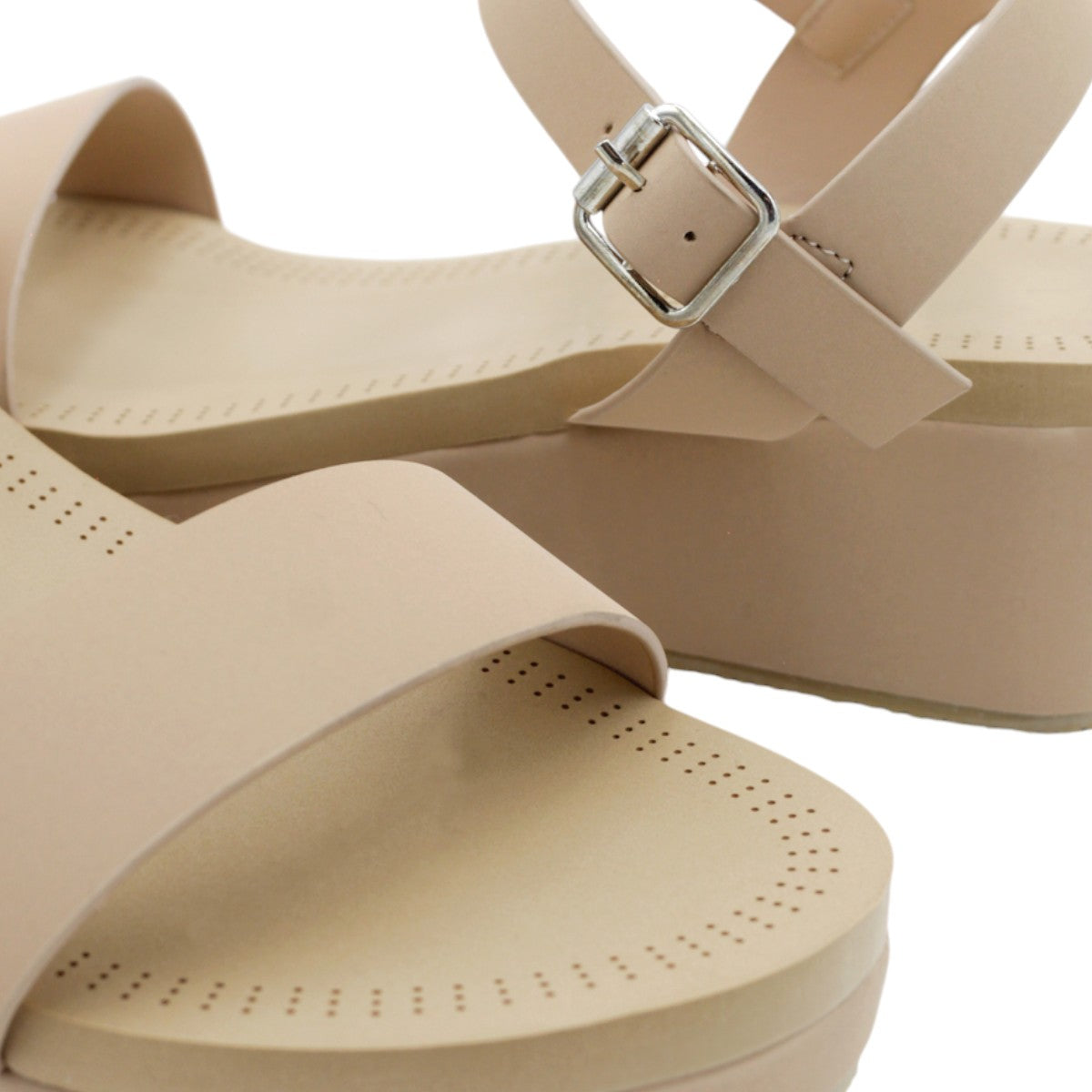 Foto 6 pulgar | Sandalias Con Plataforma Rbbasics Exterior Piel Vegana Beige Para Mujer