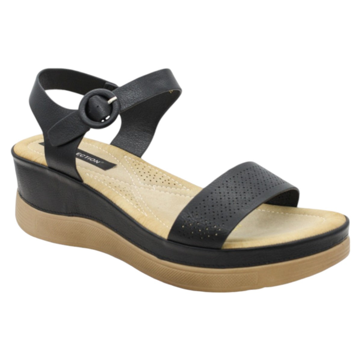 Foto 2 pulgar | Sandalias Con Plataforma Rbbasics Exterior Piel Vegana Negro Para Mujer