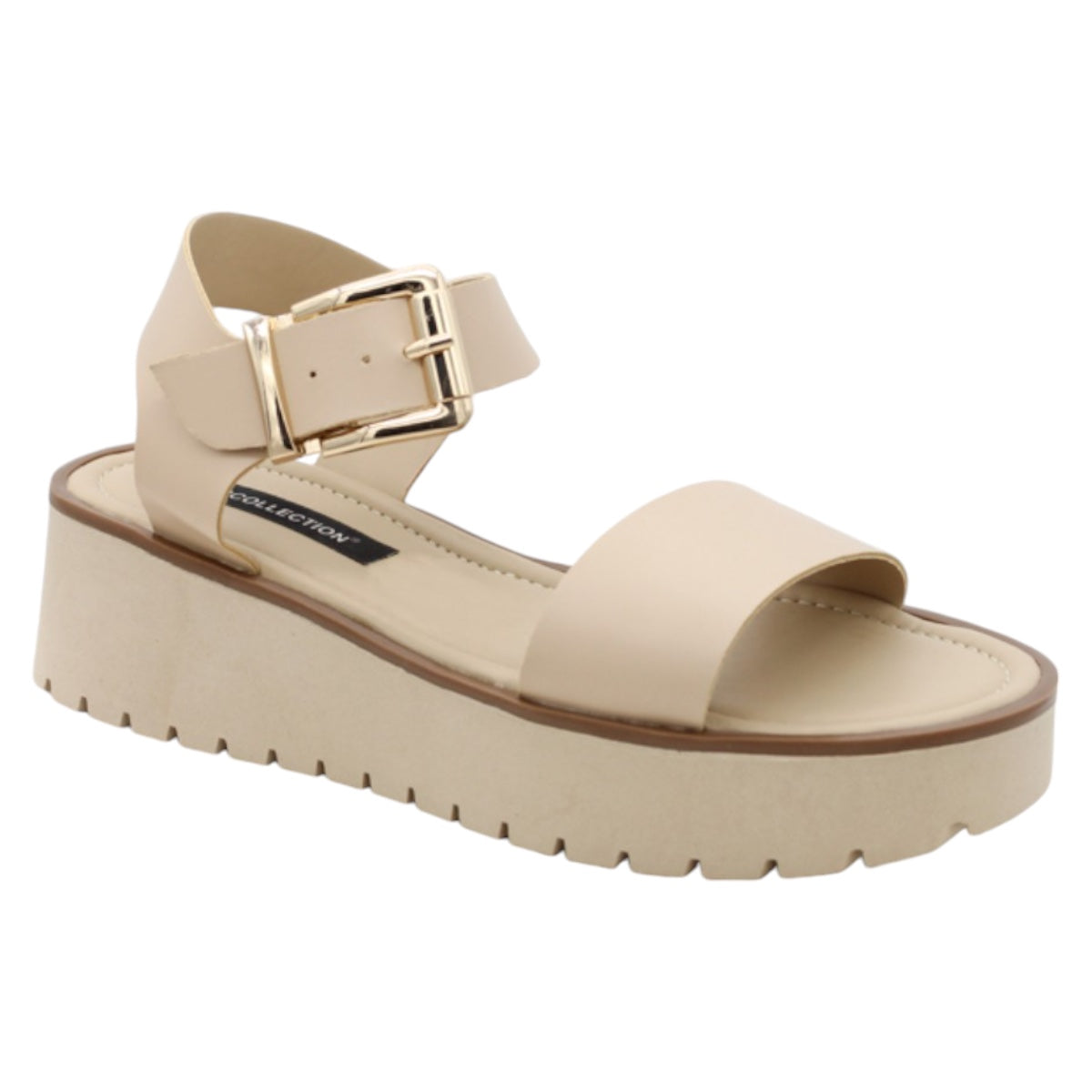 Foto 1 | Sandalias Con Plataforma Rbbasics Exterior Piel Vegana Beige Para Mujer