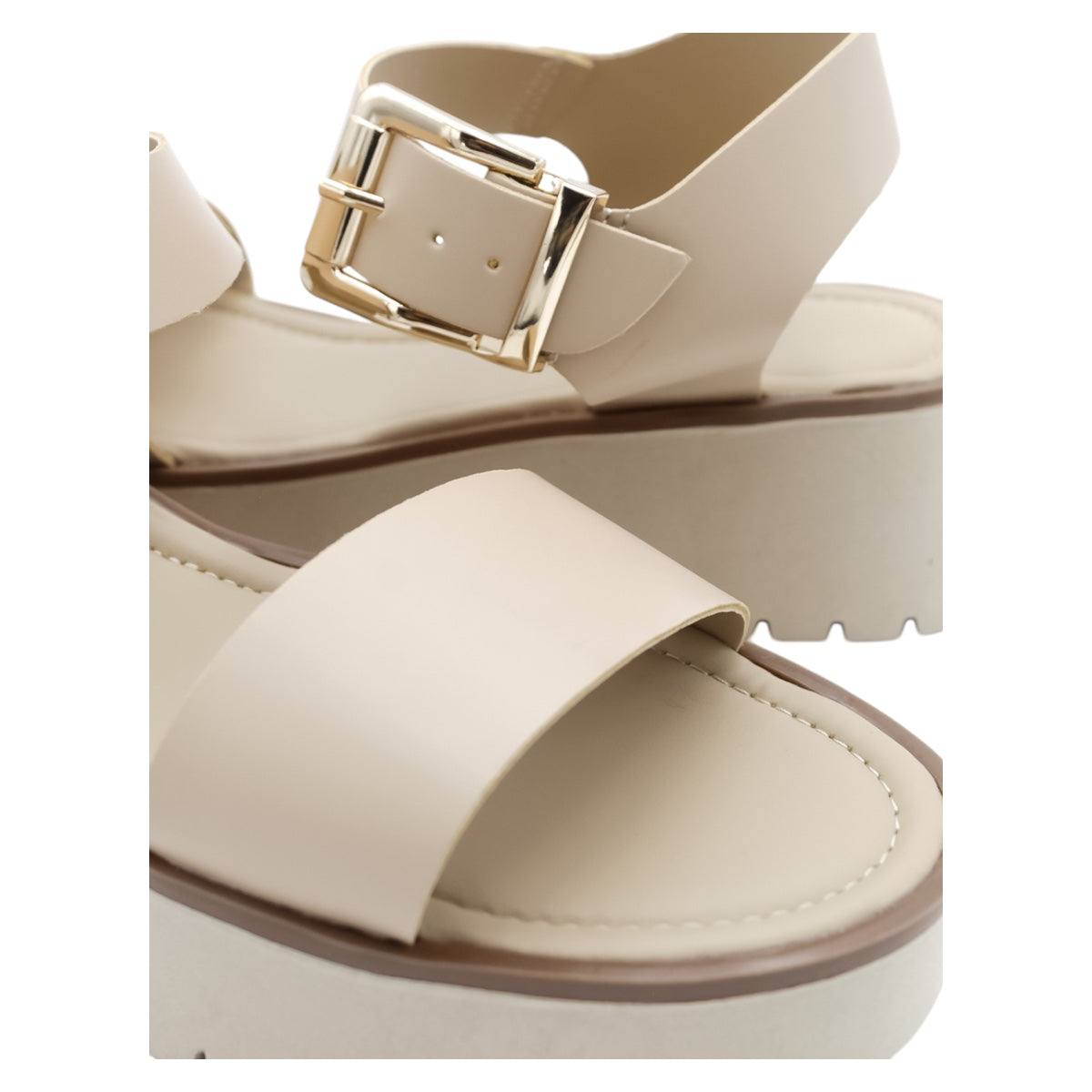 Foto 5 pulgar | Sandalias Con Plataforma Rbbasics Exterior Piel Vegana Beige Para Mujer