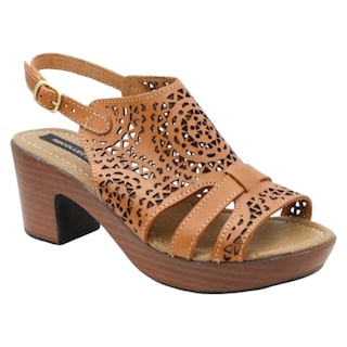 Foto 1 | Sandalia Con Tacón Rbbasics Exterior Piel Café Para Mujer