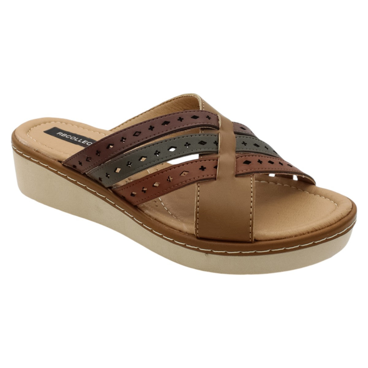 Foto 2 pulgar | Sandalias Con Plataforma Rbcollection Exterior Piel Vegana Color Café Para Mujer