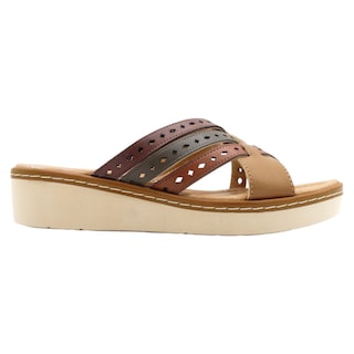 Foto 2 | Sandalias Con Plataforma Rbcollection Exterior Piel Vegana Color Café Para Mujer