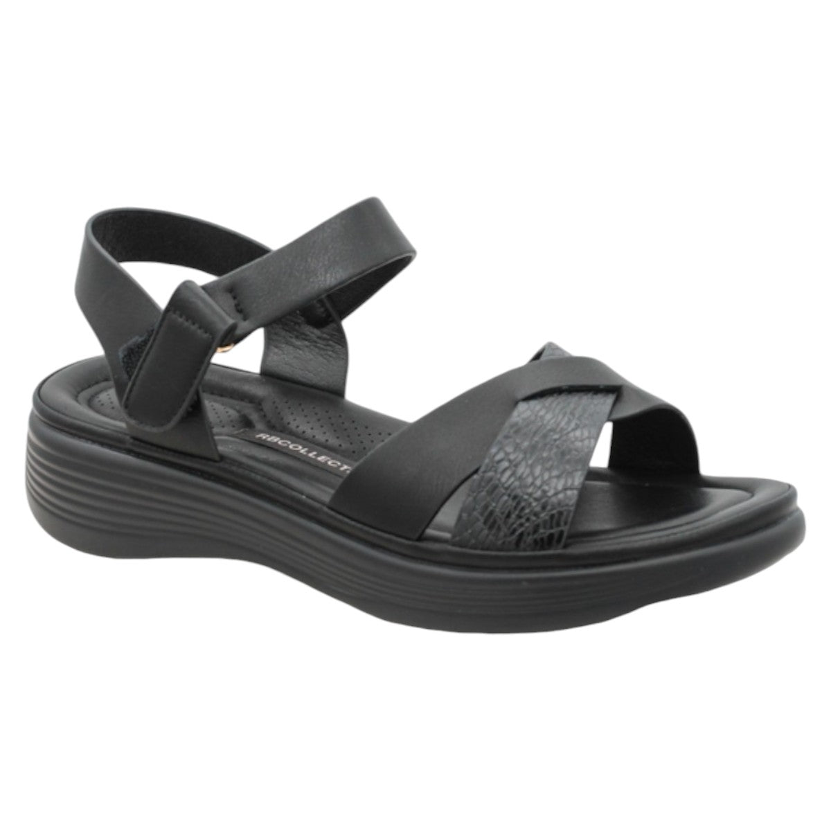 Foto 1 | Sandalias Con Plataforma Rbbasics Exterior Piel Vegana Negro Para Mujer