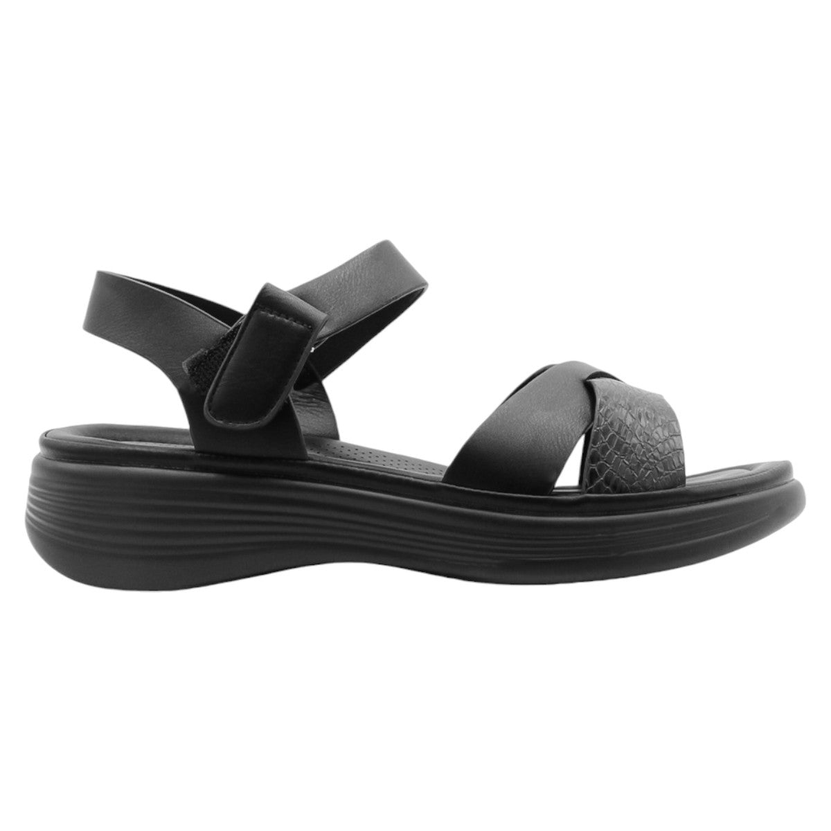 Foto 3 pulgar | Sandalias Con Plataforma Rbbasics Exterior Piel Vegana Negro Para Mujer