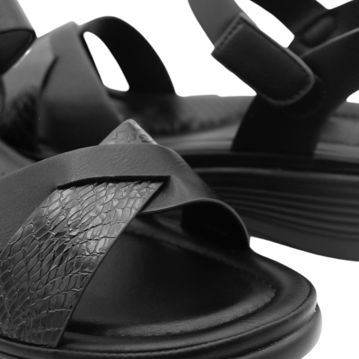 Foto 6 pulgar | Sandalias Con Plataforma Rbbasics Exterior Piel Vegana Negro Para Mujer