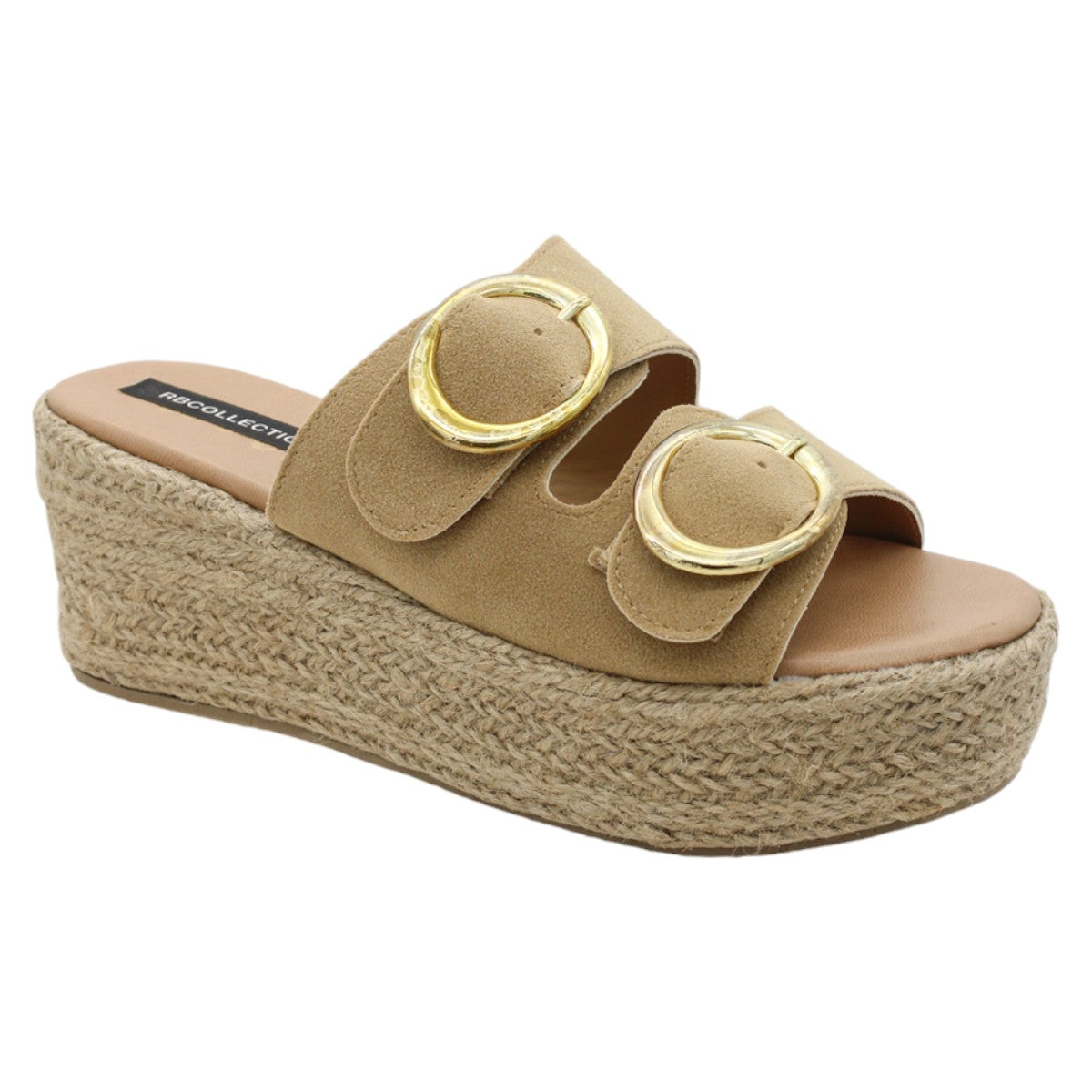 Foto 2 pulgar | Sandalias con Plataforma Rbcollection Exterior Gamuza Café para Mujer