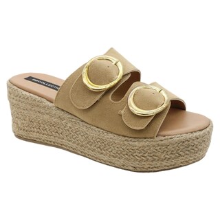 Foto 1 | Sandalias con Plataforma Rbcollection Exterior Gamuza Café para Mujer