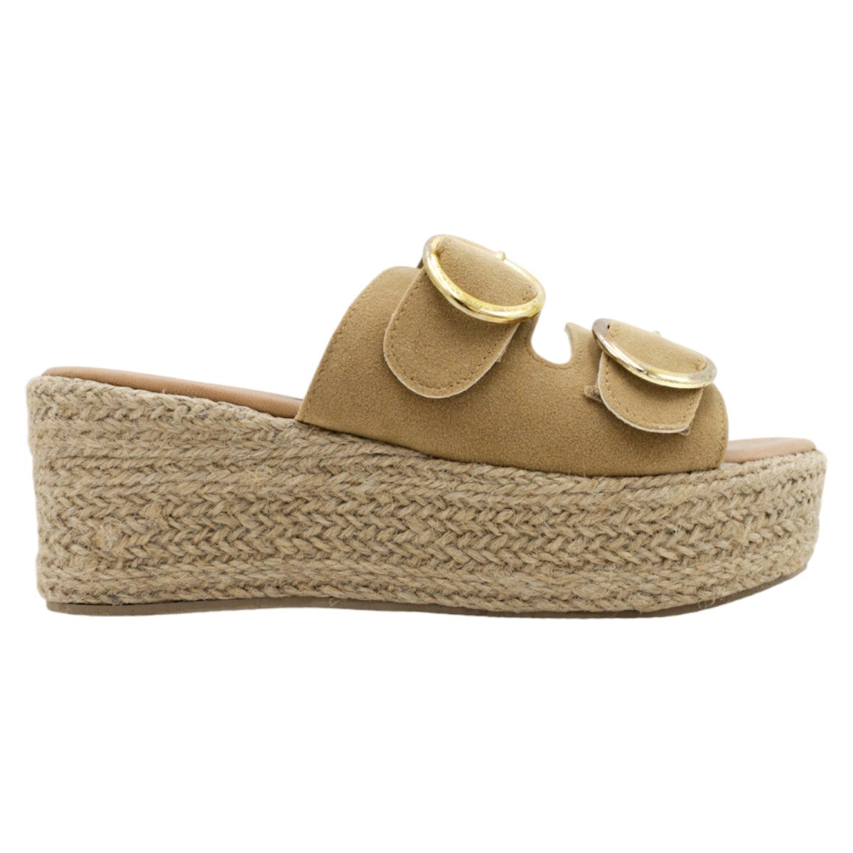 Foto 3 | Sandalias con Plataforma Rbcollection Exterior Gamuza Café para Mujer